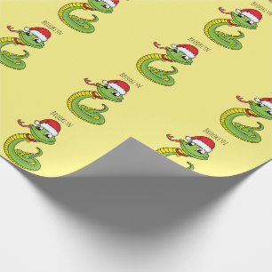 Cute green slang met santa hat cartoon cadeaupapier