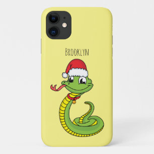 Cute green slang met santa hat cartoon Case-Mate iPhone case