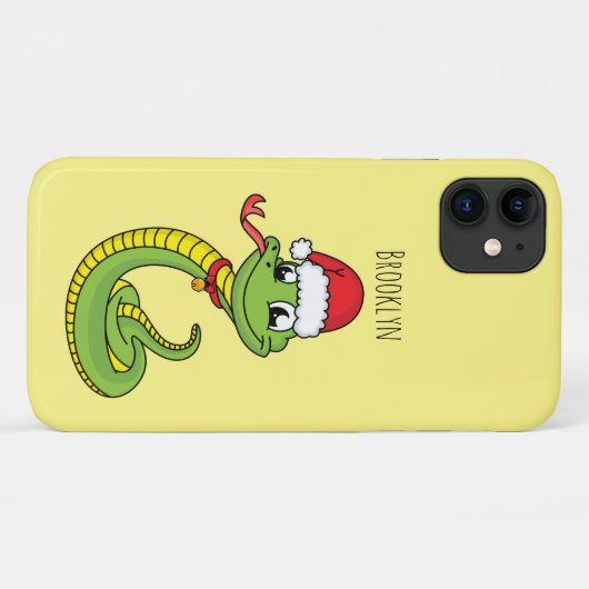 Cute green slang met santa hat cartoon Case-Mate iPhone case (Achterkant (horizontaal))