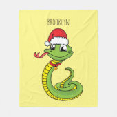 Cute green slang met santa hat cartoon fleece deken (Voorkant)