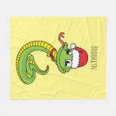 Cute green slang met santa hat cartoon fleece deken (Voorkant (Horizontaal))