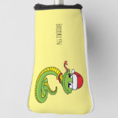 Cute green slang met santa hat cartoon golfheadcover (Draai 90)