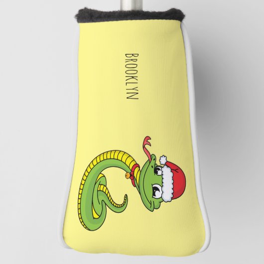 Cute green slang met santa hat cartoon golfheadcover (Draai 90)