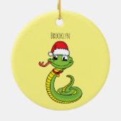 Cute green slang met santa hat cartoon keramisch ornament (Achterkant)