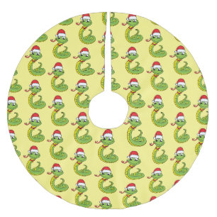 Cute green slang met santa hat cartoon kerstboom rok