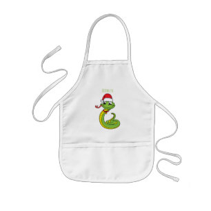 Cute green slang met santa hat cartoon kinder schort