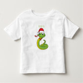 Cute green slang met santa hat cartoon kinder shirts (Voorkant)