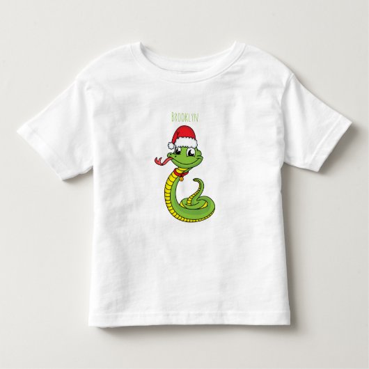 Cute green slang met santa hat cartoon kinder shirts (Voorkant)