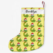 Cute green slang met santa hat cartoon kleine kerstsok (Achterkant)