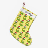 Cute green slang met santa hat cartoon kleine kerstsok (Voorkant (Hangend))
