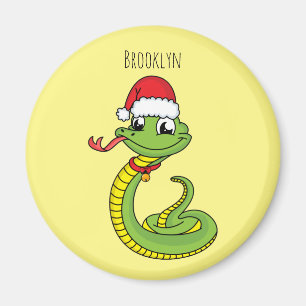 Cute green slang met santa hat cartoon magneet