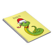 Cute green slang met santa hat cartoon notitieboek (Rechterzijde)