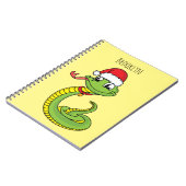 Cute green slang met santa hat cartoon notitieboek (Linkerzijde)