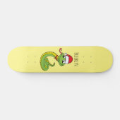 Cute green slang met santa hat cartoon persoonlijk skateboard (Horizontaal)