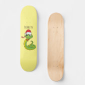 Cute green slang met santa hat cartoon persoonlijk skateboard (Voorkant)