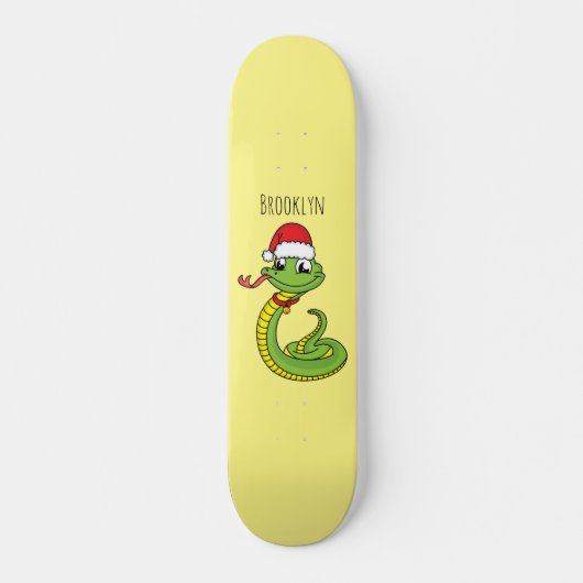 Cute green slang met santa hat cartoon persoonlijk skateboard (Voorkant)