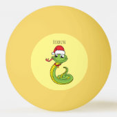 Cute green slang met santa hat cartoon pingpongbal (Achterkant)