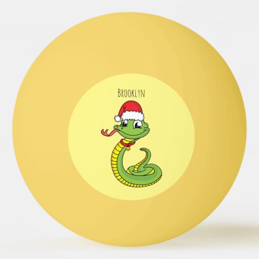 Cute green slang met santa hat cartoon pingpongbal (Achterkant)