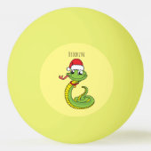 Cute green slang met santa hat cartoon pingpongbal (Voorkant)