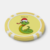 Cute green slang met santa hat cartoon poker chips (Enkel)