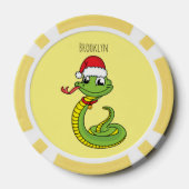 Cute green slang met santa hat cartoon poker chips (Achterkant)