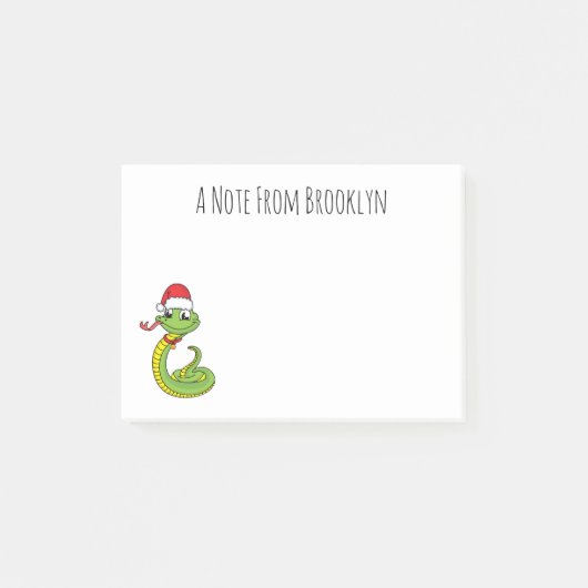 Cute green slang met santa hat cartoon post-it® notes (Voorkant)