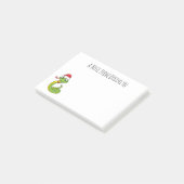 Cute green slang met santa hat cartoon post-it® notes (Schuin)