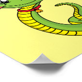 Cute green slang met santa hat cartoon poster (Hoek)