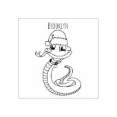 Cute green slang met santa hat cartoon rubberstempel (Afrduk)