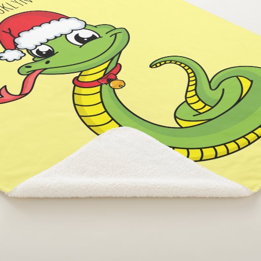 Cute green slang met santa hat cartoon sherpa deken (3/4)