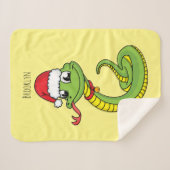 Cute green slang met santa hat cartoon sherpa deken (Voorkant (horizontaal))