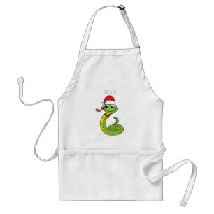 Cute green slang met santa hat cartoon standaard schort