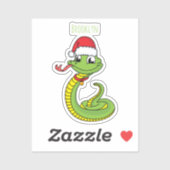 Cute green slang met santa hat cartoon sticker (Vel)
