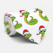Cute green slang met santa hat cartoon stropdas (Opgerold)