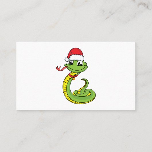 Cute green slang met santa hat cartoon visitekaartje (Achterkant)