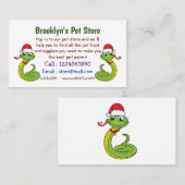 Cute green slang met santa hat cartoon visitekaartje (Voorkant / Achterkant)