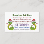 Cute green slang met santa hat cartoon visitekaartje (Voorkant)