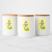 Cute green slang met santa hat cartoon voedselcontainer etiket (Flessen)