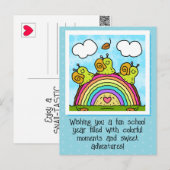 Cute Green Snails Rainbow Log Back To School Briefkaart (Voorkant / Achterkant)