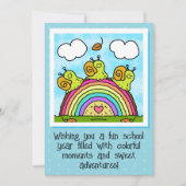 Cute Green Snails Rainbow Log Back To School Kaart (Voorkant)