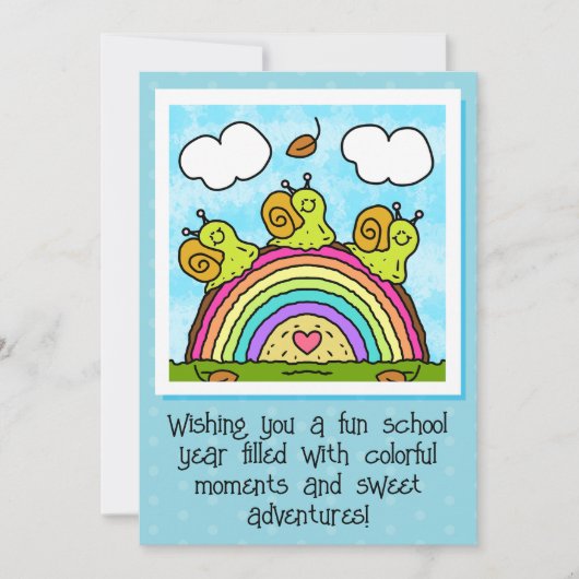 Cute Green Snails Rainbow Log Back To School Kaart (Voorkant)