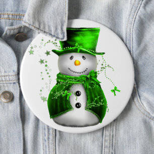 Cute Green Snowman-kerstButton Ronde Button 6,0 Cm