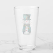 Cute Green Snowman Kerstmis Glas (Achterkant)