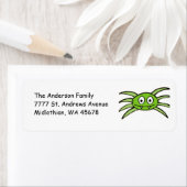 Cute Green Spider Return-adreslabel Etiket (Insitu)