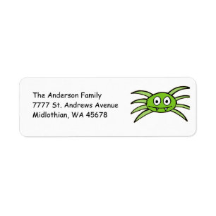 Cute Green Spider Return-adreslabel Etiket