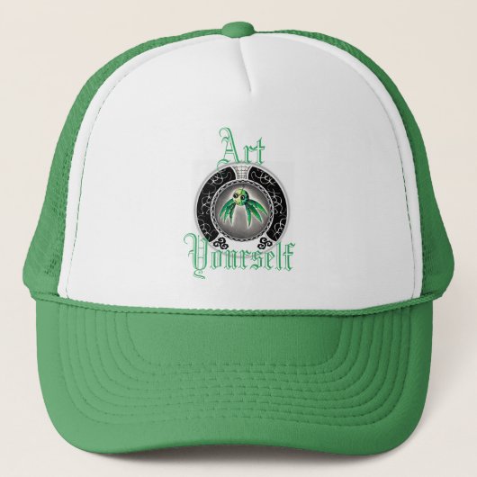 Cute Green Spider Trucker Pet (Voorkant)