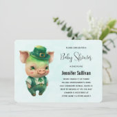 Cute Green St. Patrick's Day Pig Baby shower Kaart (Staand voorkant)