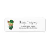 Cute Green St. Patrick's Day Pig Etiket (Voorkant)