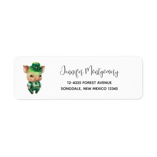 Cute Green St. Patrick's Day Pig Etiket (Voorkant)