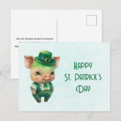 Cute Green St. Patrick's Day Pig Feestdagenkaart (Voorkant / Achterkant)